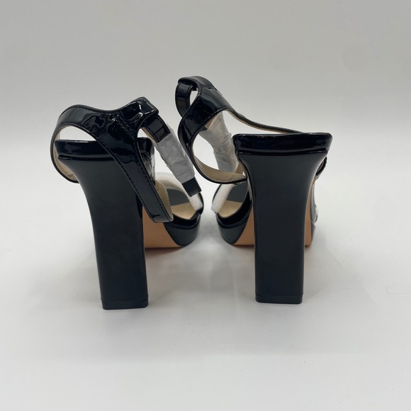 Miraazzurra Black Patent Platform‎ Chunky Heel Open Ankle Strap Womens Size 7.5 - Picture 5 of 10